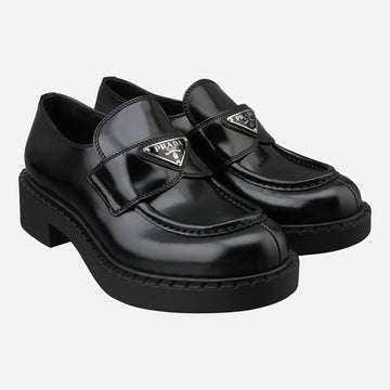 Prada Women's Brushed Leather Loafers Black 145843462 [P]