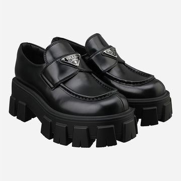 Prada Women's Brushed Leather Monolith Loafers Black 1D649M B4L F0002 150747013