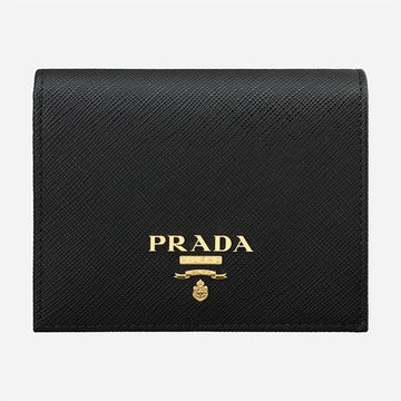 Prada 6S Saffiano Metal Logo Compact Wallet Black 1MV204 QWA F0002 150747006