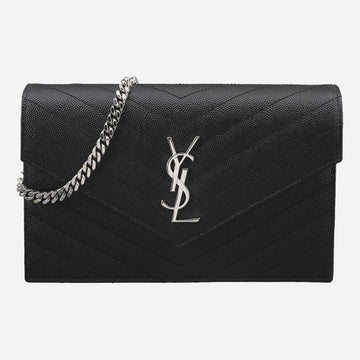 SAINT LAURENT カサンドラ チェーン クロスボディバッグ シルバー ブラック 857605 BOW02 1000 154483914