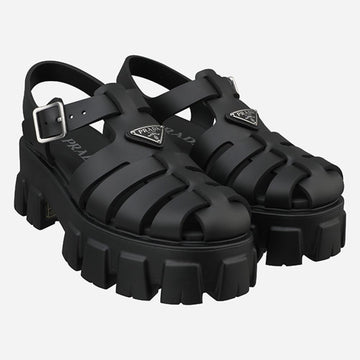 Prada Women Logo Foam Rubber Sandals Black 149582913