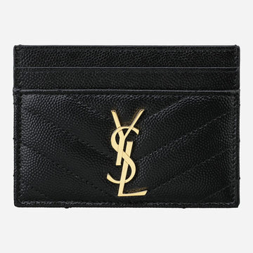 Saint Laurent Monogram Card Case Gold Black 152163593
