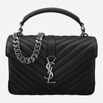 Saint Laurent 5F College Satchel Bag Medium Silver Black 600279 BRM04 1000 146898376