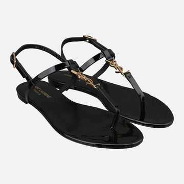 Saint Laurent Cassandra Flat Sandals Patent 659817 B8IKK 1000 149803140