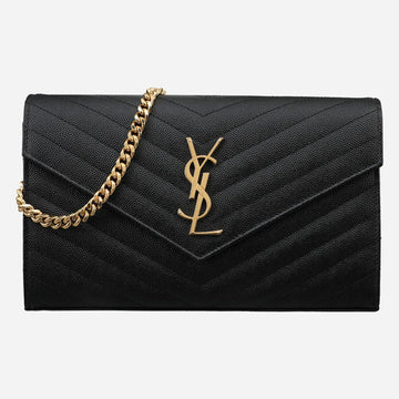 SAINT LAURENT モノグラム チェーン ショルダーバッグ ゴールド ブラック 377828 BOW01 1000 154483917