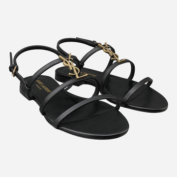 SAINT LAURENT 5S Neue Kassandra Flache Sandalen 777348 BDATT 1000 132456514