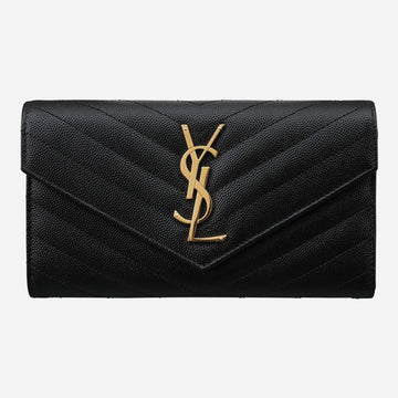 SAINT LAURENT モノグラム フラップ 長財布 ゴールド ブラック 372264 BOW01 1000 154422722