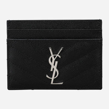 Saint Laurent Monogram Card Case Silver Black 423291 BOW02 1000 154422746