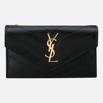 SAINT LAURENT 5F Monogram Klapptaschenbörse Schwarz 612808 BOW01 1000 146973841