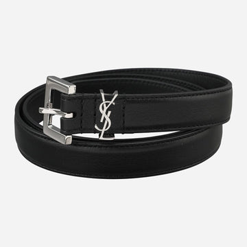 Saint Laurent Cassandra Slim Belt Silver Black 554465 BOO0N 1000 147229189