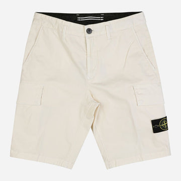 Stone Island Bermuda Cargo Shorts with Patch Ivory 152163596