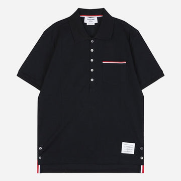 THOM BROWNE 6S ストライプ ポケット PK シャツ ネイビー MJP022A 01455 415 153101597