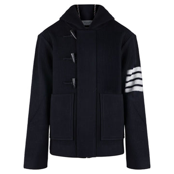 THOM BROWNE Schräg geschnittene Woll-Dufflejacke Navy MKJ107A Y1019 415 59596017