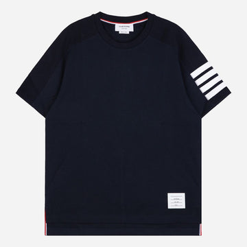 THOM BROWNE 6S サテン ストライプ 半袖 Tシャツ ネイビー MJS246A 07323 415 152533887