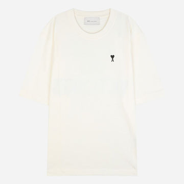 AMI Heart Logo Oversized Fit Short Sleeve T-Shirt White Cream UTS387 726 136 154236278