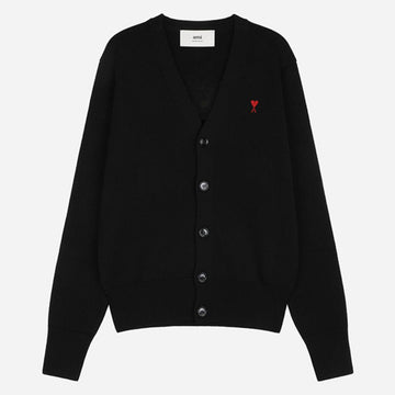 AMI Small Heart Logo Cardigan Black 154745942