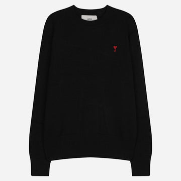 AMI Small Heart Logo Merino Wool Knit Black HKS826 001 009 140367760