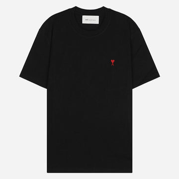 AMI Small Heart Logo Cotton Short Sleeve T-Shirt Black 154864579