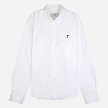 AMI Klein Herz Logo Oxford Hemd Naturweiß BFUSH063 CO0031 168 154685116