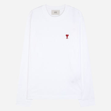 AMI 5F Small Heart Logo Long Sleeve T-Shirt White BFUTS235 724 100 140297908