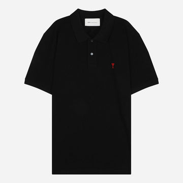 AMI Men's Logo Embroidered PK Shirt Black BFUPL001 760 001 154236280