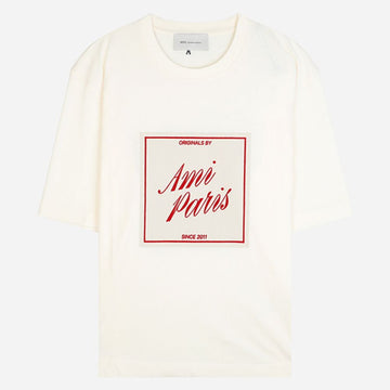 AMI Signature Script Oversized T-Shirt White Cream UTS385 726 136 154864557