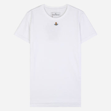VIVIENNE WESTWOOD 女性用ORBロゴ半袖Tシャツ ホワイト 3G010017 J001M A401 152941081