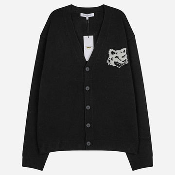 MAISON KITSUNE 5S Fox Kopf Intarsia Komfort Cardigan Schwarz NM00508KM0329 P199 126484163