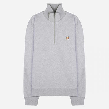 MAISON KITSUNE 24SS Fox Kopf Herren Halb-Zip Grau H120 MM00314KM0001 76750576