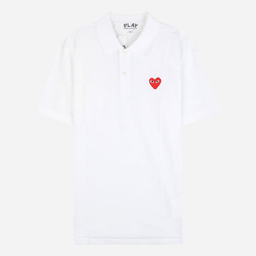 COMME DES GARCONS Polo-Shirt mit rotem Herz in Weiß 154581955