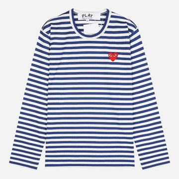 Comme Des Garcons Red Heart Stripe Long Sleeve T-Shirt Blue White T164 051 2 154236846
