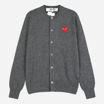 COMME DES GARCONS Kardigan mit rotem Herz in Grau 154142431