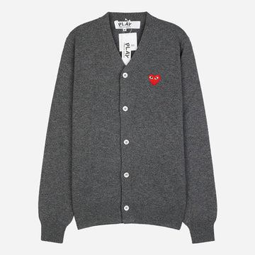 Comme Des Garcons Red Heart Knit V-Neck Cardigan Gray AX N008 051 3 149962050