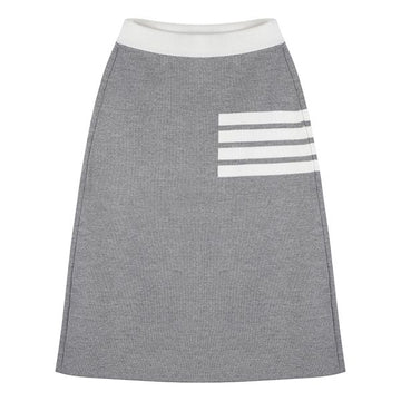 THOM BROWNE ダブルフェイスメリノ斜めスカート グレー 055 103953696