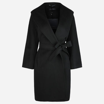 MAXMARA メッシュ ベルト付き バージン ウール コート ブラック 2529016061600 013 146339699