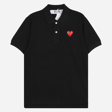 COMME DES GARCONS Polo-Shirt mit rotem Herzen Schwarz 5F T006 051 1 147586033