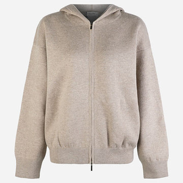 MaxMara Hooded Zip-Up Wool Cardigan Biscuit 2529346033600 018 149367628