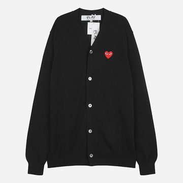 Comme Des Garcons Red Heart Knit V-Neck Cardigan Black AX N008 051 1 147404816
