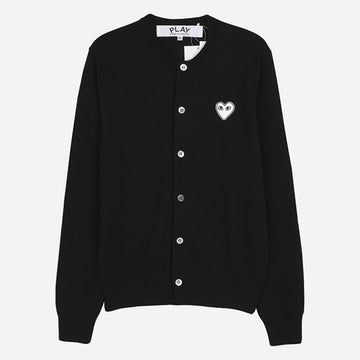 Comme Des Garcons 5F White Heart Knit Cardigan Black AX N061 051 1 147373136