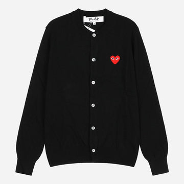 Comme Des Garcons Red Heart Knit Cardigan Black 154142479