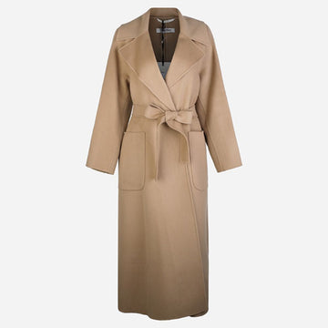 MaxMara Doris Belted Long Sleeve Coat Beige 144630892