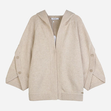 MaxMara Button Detail Hooded Wool Cardigan Sand 144190383
