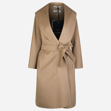 MAXMARA メッセージ ベルト付き バージンウール コート カラメル 2529016061600 045 144377889