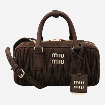 MIU MIU 6S アルカディ マテラッセ スエード トートバッグ ダークブラウン 5BB142 AB7O F0003 155433547