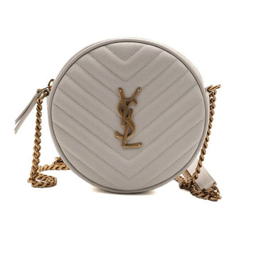 Saint Laurent Gold Monogram White Round Tambourine Bag Shoulder Bag and Crossbody AA63384 155730850