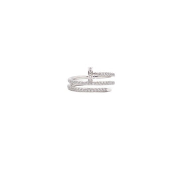 Cartier 18K White Gold 0.59CT Semi Pavé Diamond Juste Un Clou Double Ring Size 13 AA63457 155737052