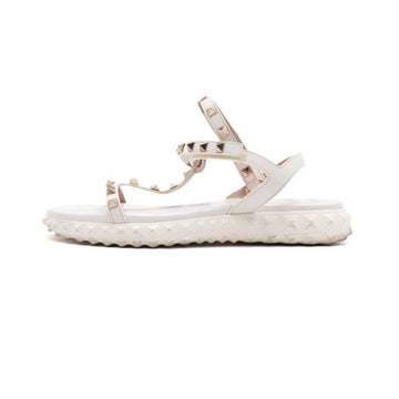 VALENTINO Weißes Leder Garavani Rockstud Riemchensandalen aa63431 155738070