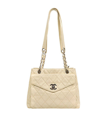 CHANEL ベージュ キルティング CC ポケット チェーン ショルダーバッグ 53249 155739769