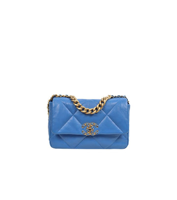 CHANEL Blaues Lammleder 19 Bag 57906 155739789