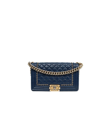 CHANEL ネイビー アラウンド チェーン ボーイ ショルダーバッグ 54874 155739805